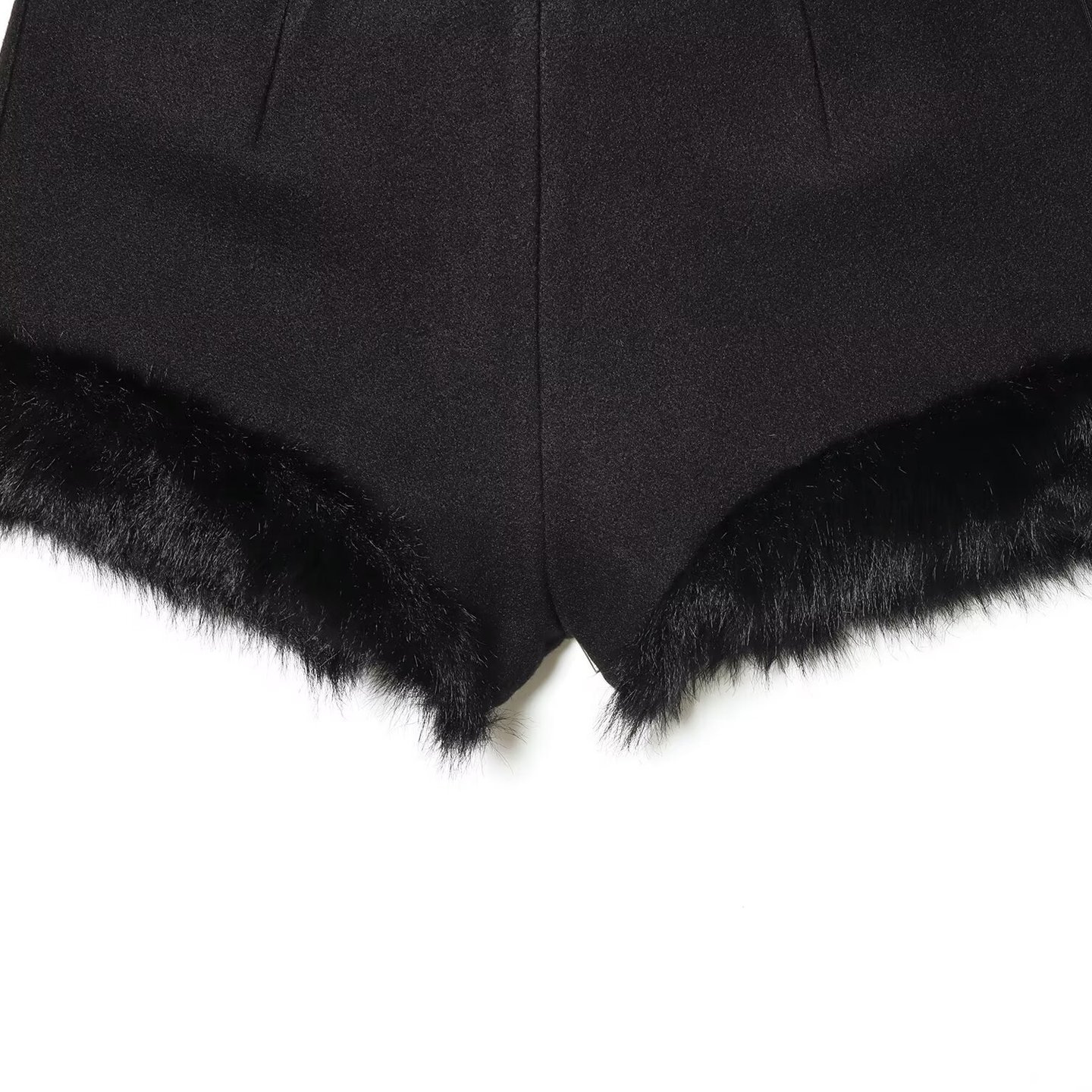 Wool Blend Faux Fur Shorts - European Style KUN-00016