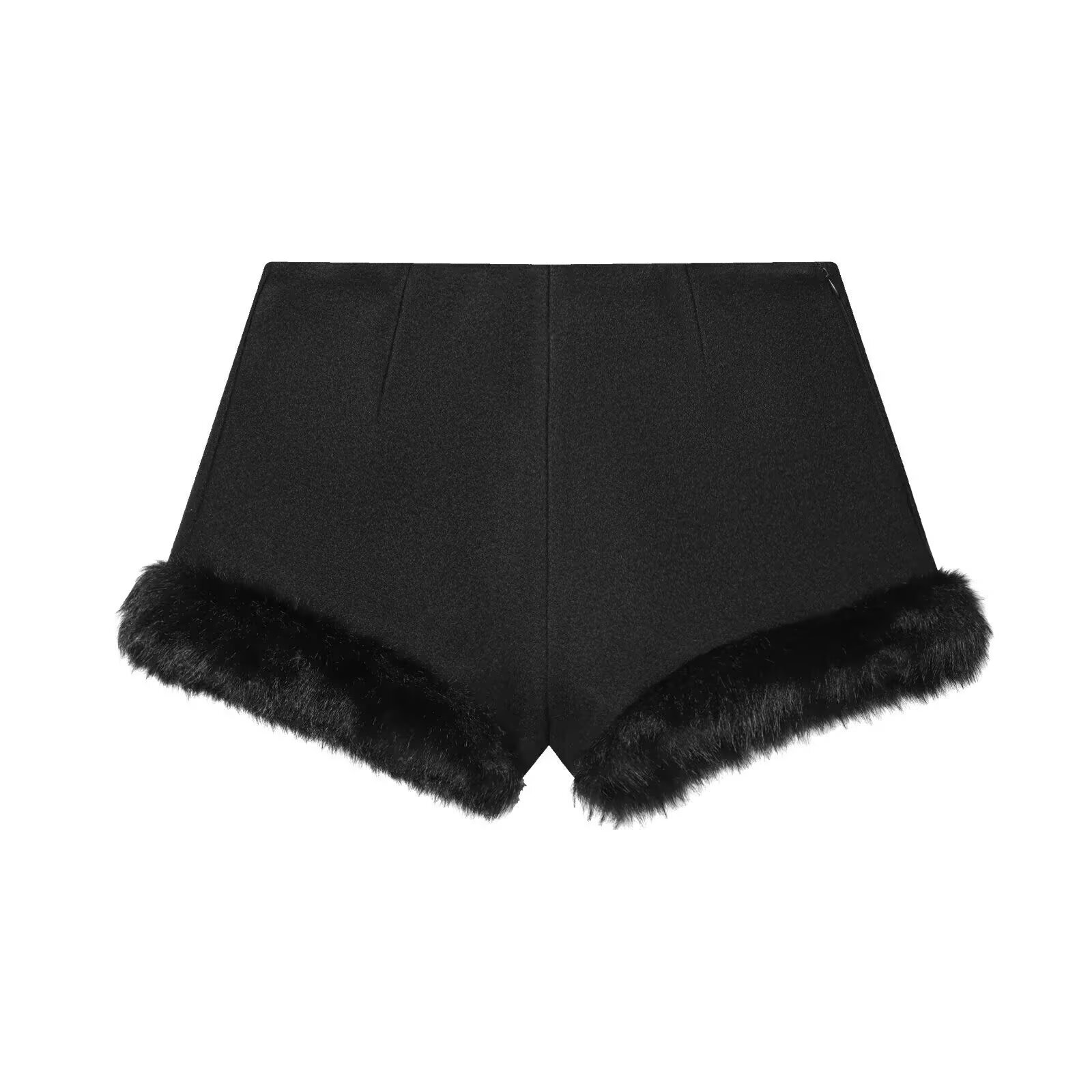 Wool Blend Faux Fur Shorts - European Style KUN-00016
