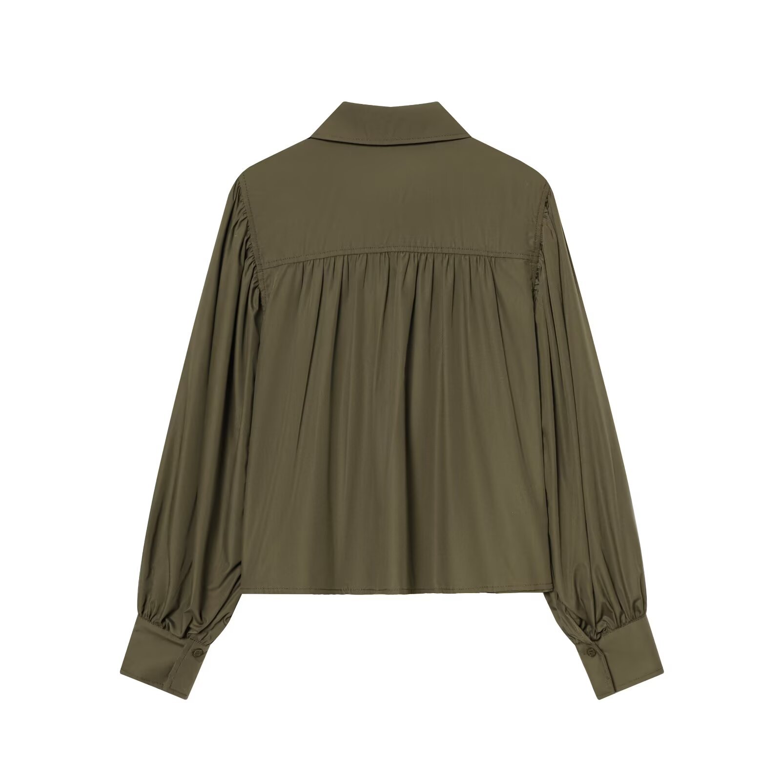Poplin Bubble Sleeve Blouse - Chic European Style KUN-00080
