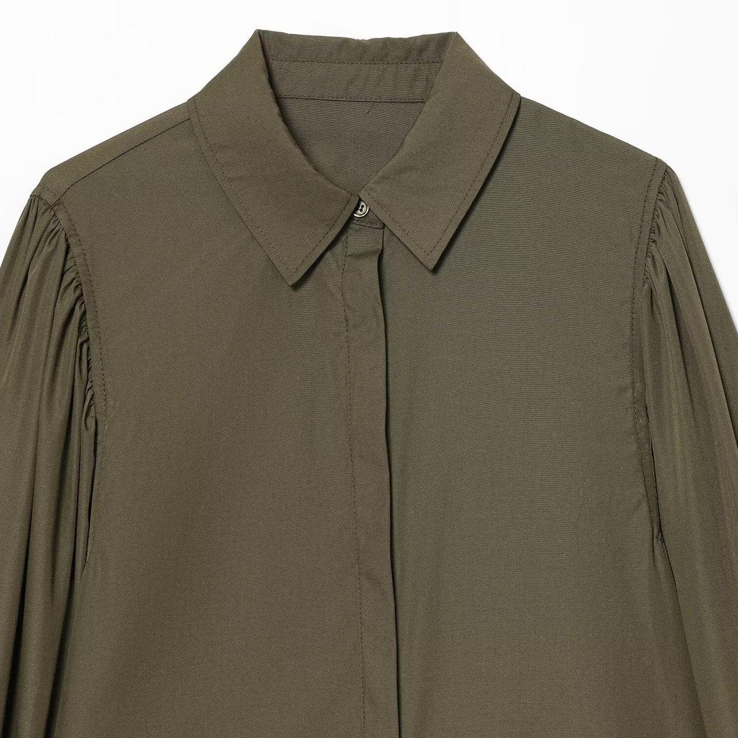 Poplin Bubble Sleeve Blouse - Chic European Style KUN-00080