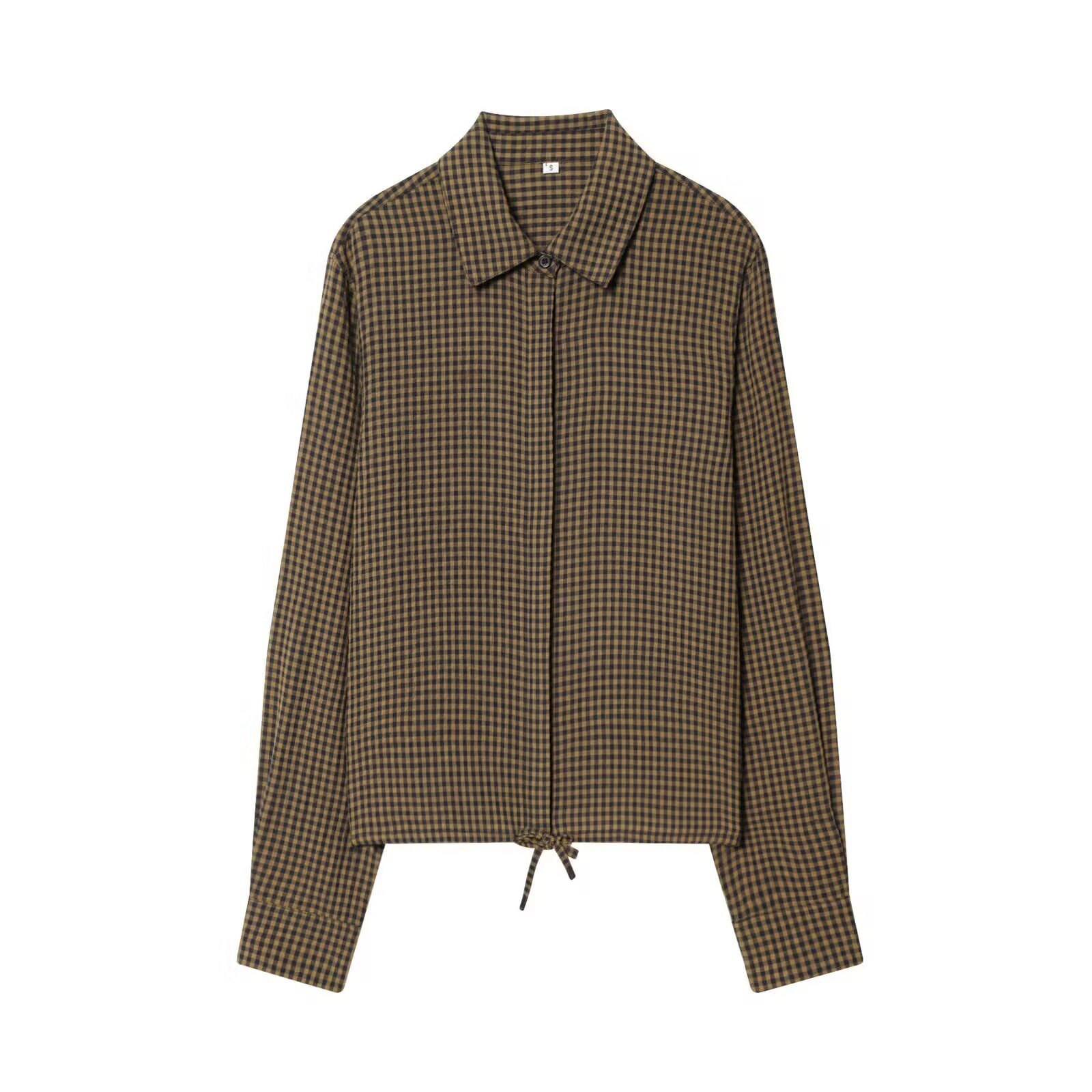 Gingham Shirt - Trendy European Style Women's Top KUN-00078