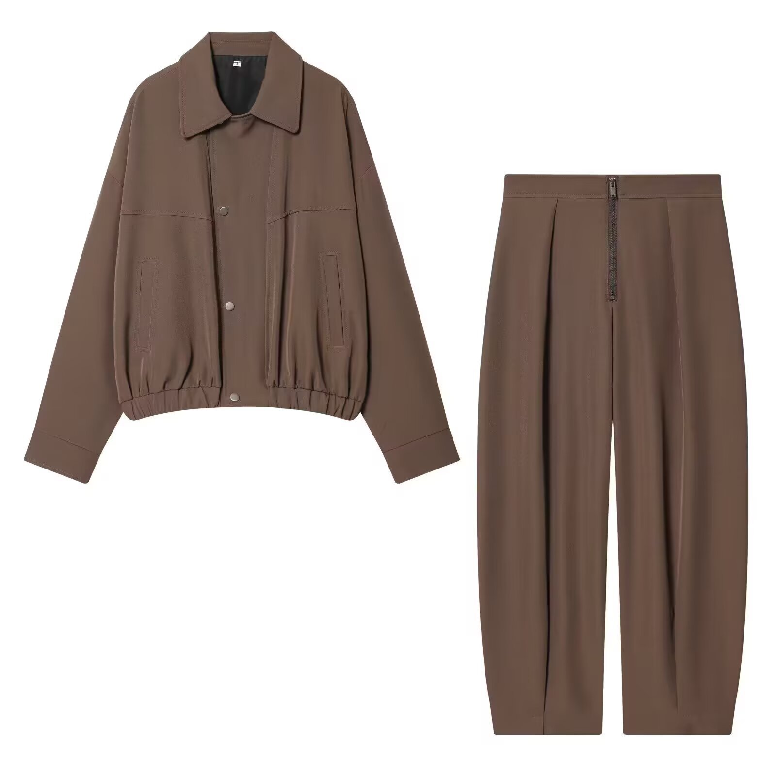 Women's Bomber Jacket & Pants Set - Stylish Zipper Outfit KUN-00107