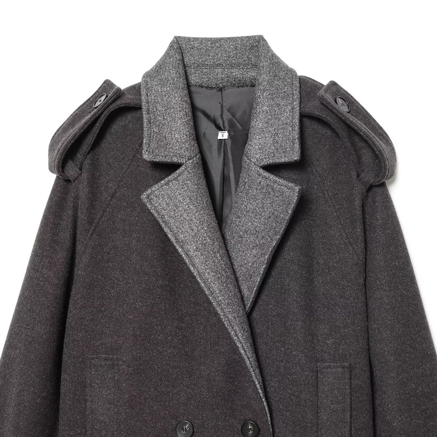 Manteau court en laine mélangée avec ceinture - Édition limitée KUN-00014