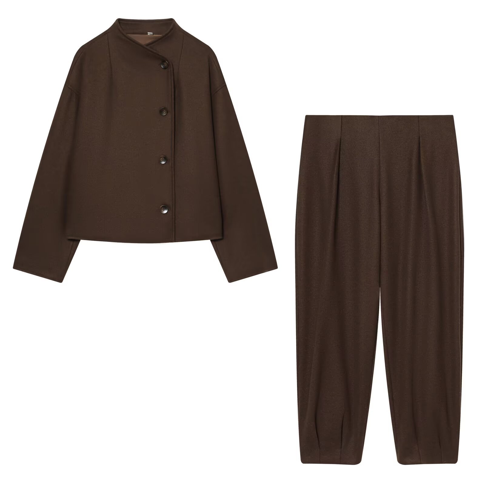 Ensemble veste en laine mélangée et culotte plissée KUN-00011