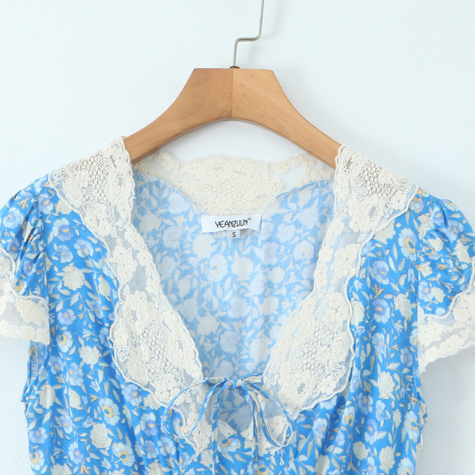 Lace Patchwork French Vintage Dress Cool Elegant KUN-00163