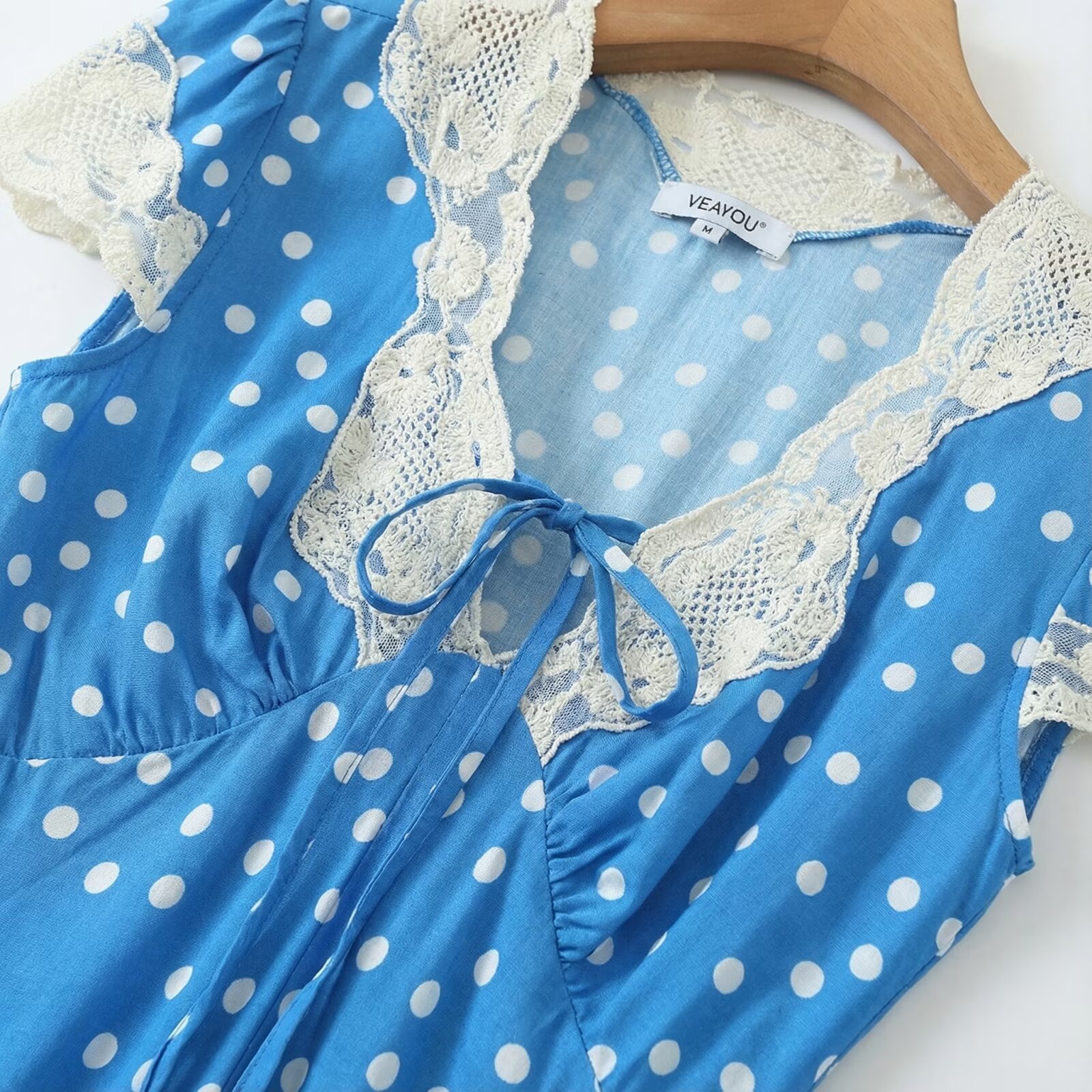 Vestido de encaje de lunares para mujer - Estilo retro francés KUN-00031