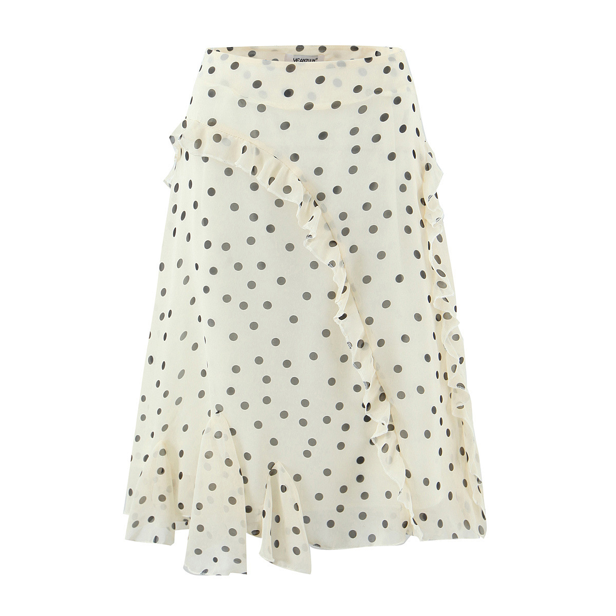 Ruffled Polka Dot Midi Skirt KUN-00028