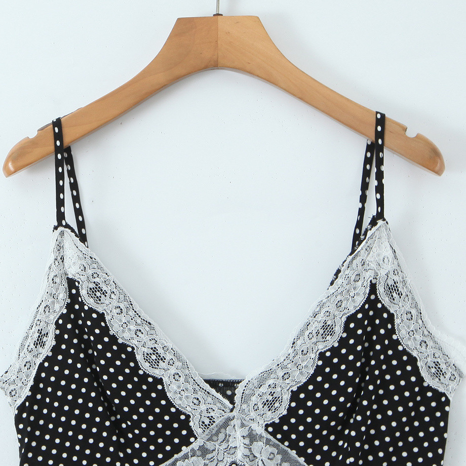 Spitzen-Trägerkleid mit Polka-Dots – Französischer Stil KUN-00165