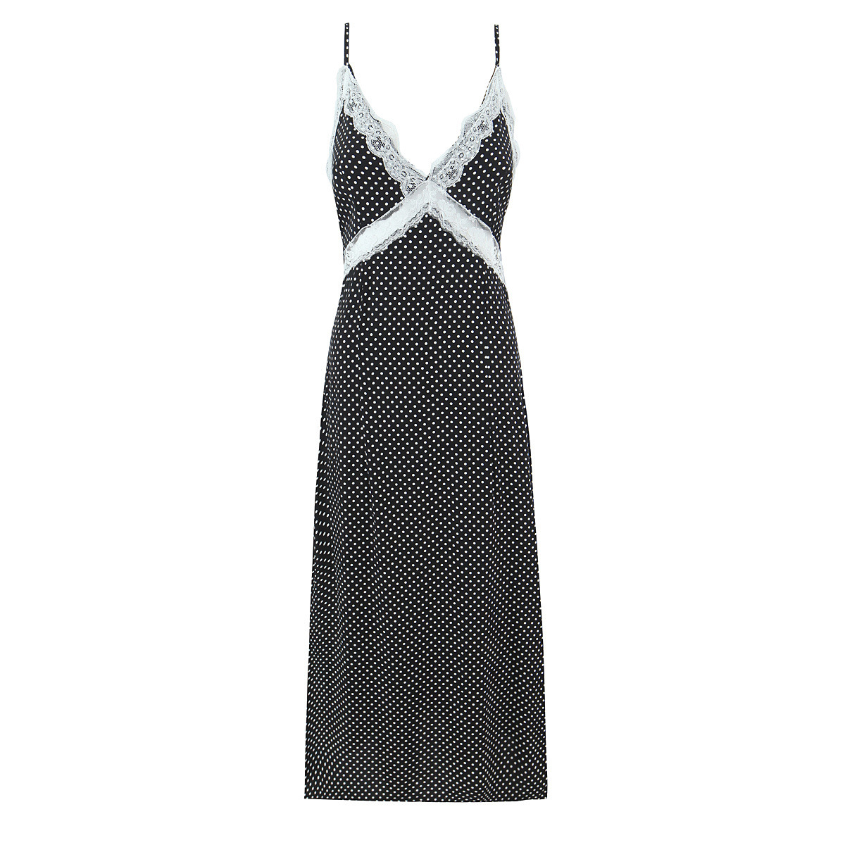 Spitzen-Trägerkleid mit Polka-Dots – Französischer Stil KUN-00165