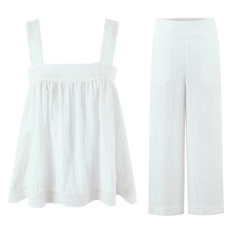 Conjunto de top de encaje y pantalón holgado - Estilo vacacional KUN-00122