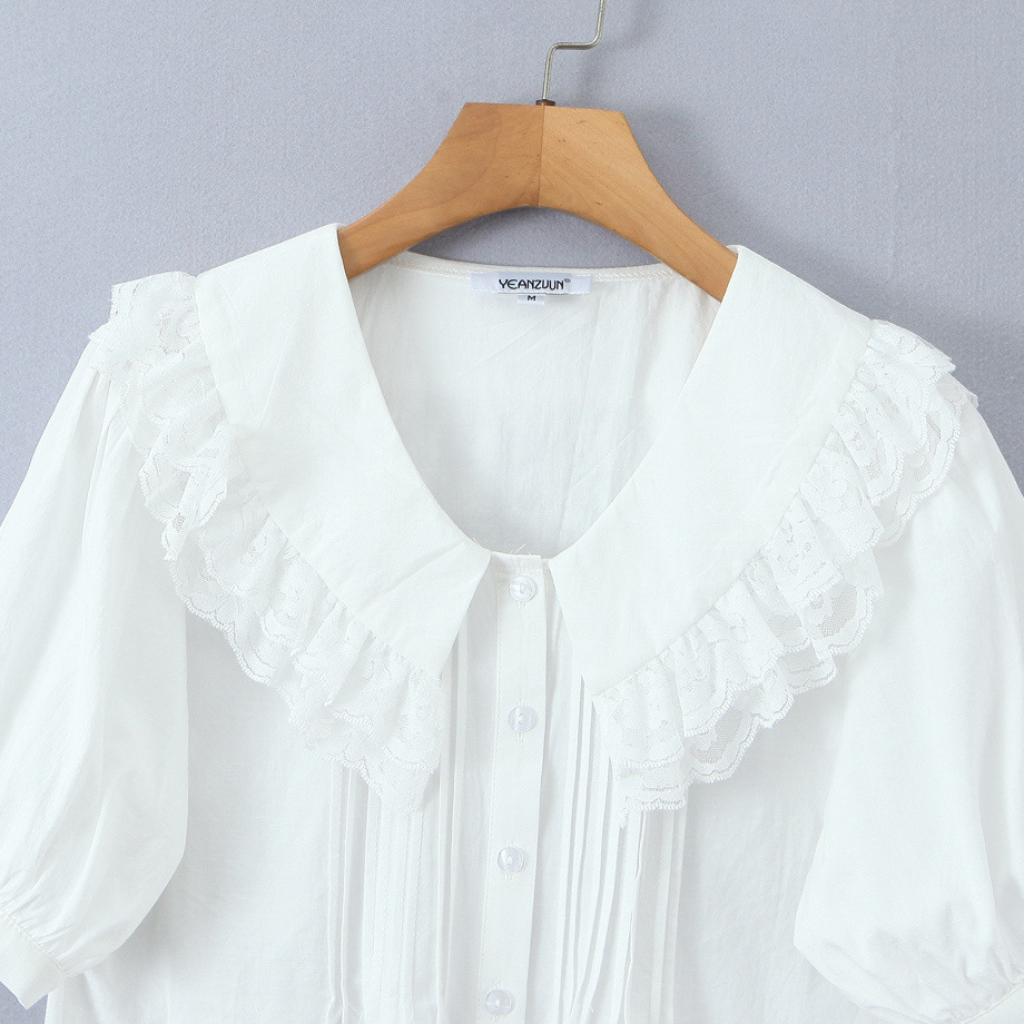 Bluse mit Spitzenkragen, elegantes Damenhemd KUN-00103