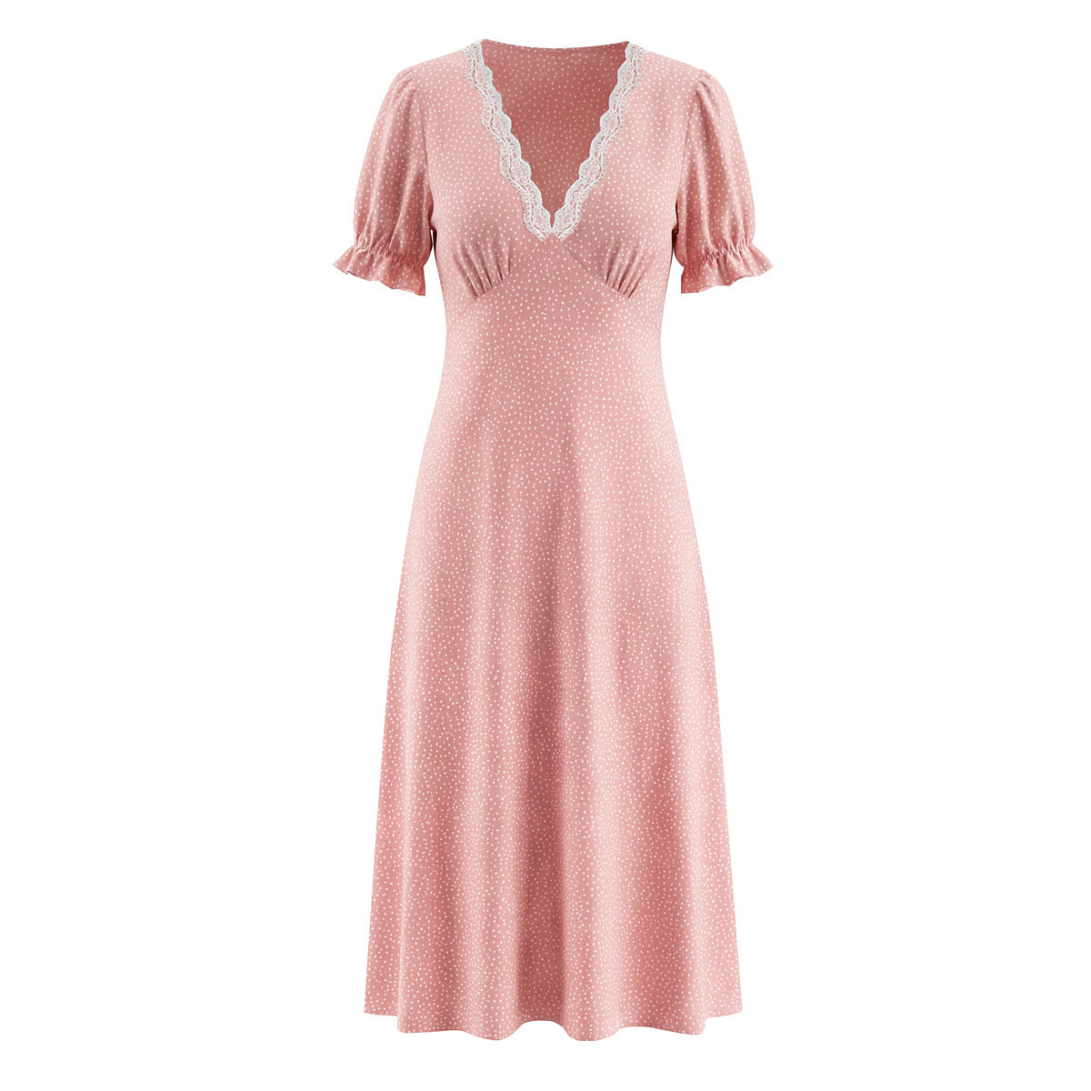 French Lace Polka Dot Dress - Classic & Versatile KUN-00169