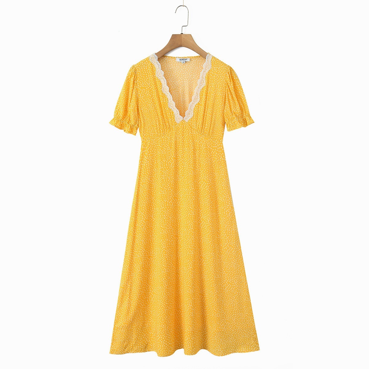 French Lace Polka Dot Dress - Classic & Versatile KUN-00169