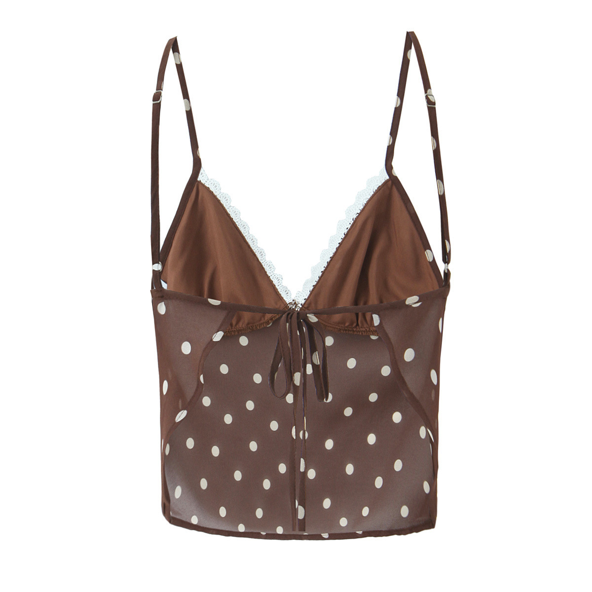 Retro cami-jurk met stippen en bijpassende rok - Sexy open rug met ruches KUN-00094