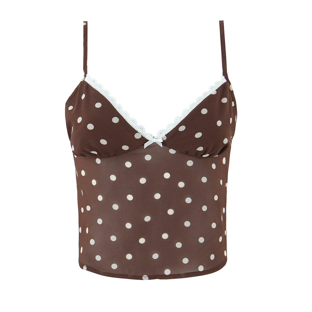 Retro cami-jurk met stippen en bijpassende rok - Sexy open rug met ruches KUN-00094