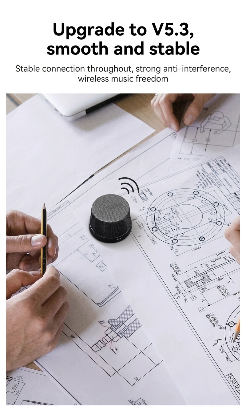 Altavoz inalámbrico magnético Bluetooth 5.3 con soporte para teléfono, controlador de 40 mm, sonido envolvente de 360°, emparejamiento estéreo TWS, altavoz portátil resistente al agua IPX6.