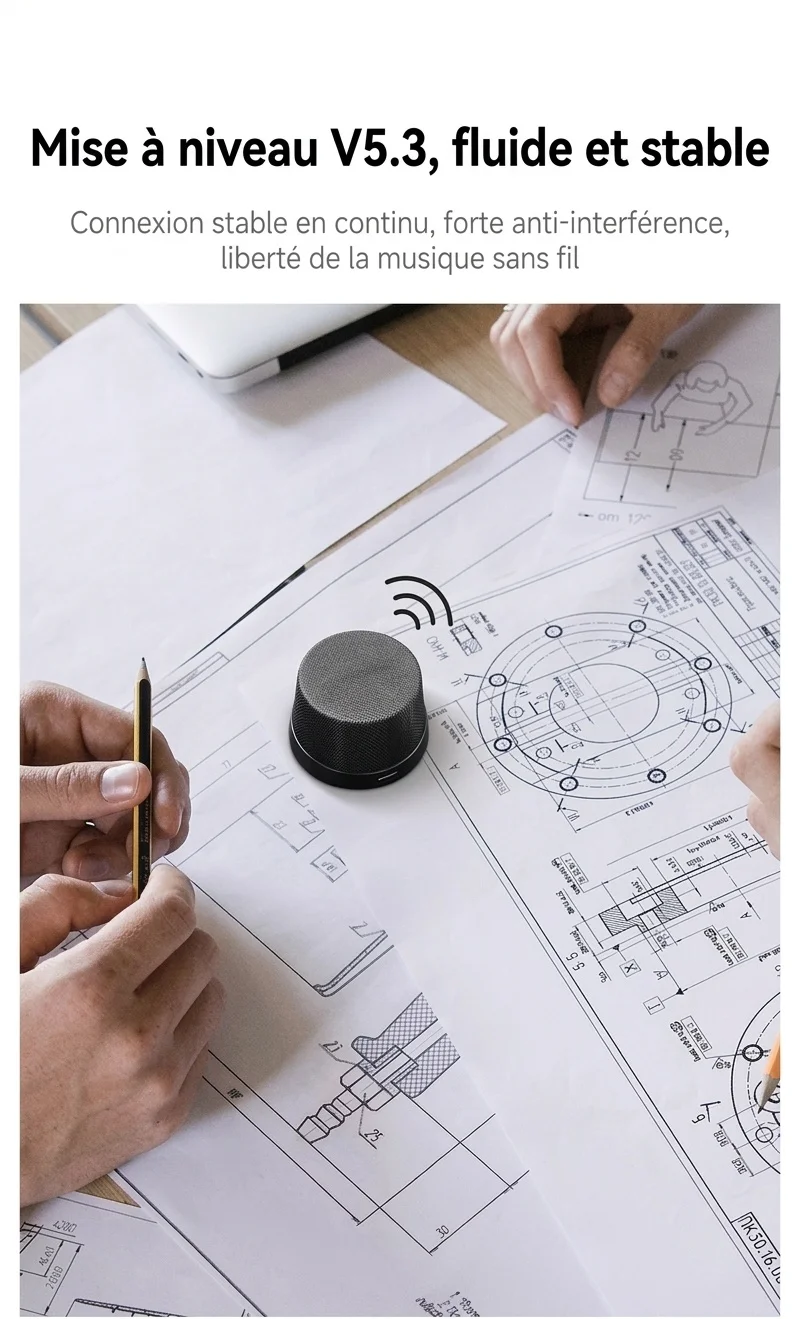 Enceinte magnétique sans fil Bluetooth 5.3 avec support pour téléphone, haut-parleur de 40 mm, son surround à 360°, appairage stéréo TWS, enceinte portable étanche IPX6