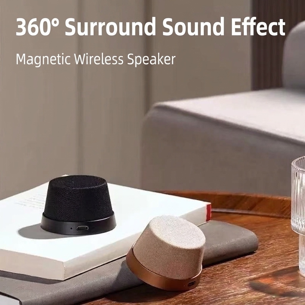 Altavoz inalámbrico magnético Bluetooth 5.3 con soporte para teléfono, controlador de 40 mm, sonido envolvente de 360°, emparejamiento estéreo TWS, altavoz portátil resistente al agua IPX6.
