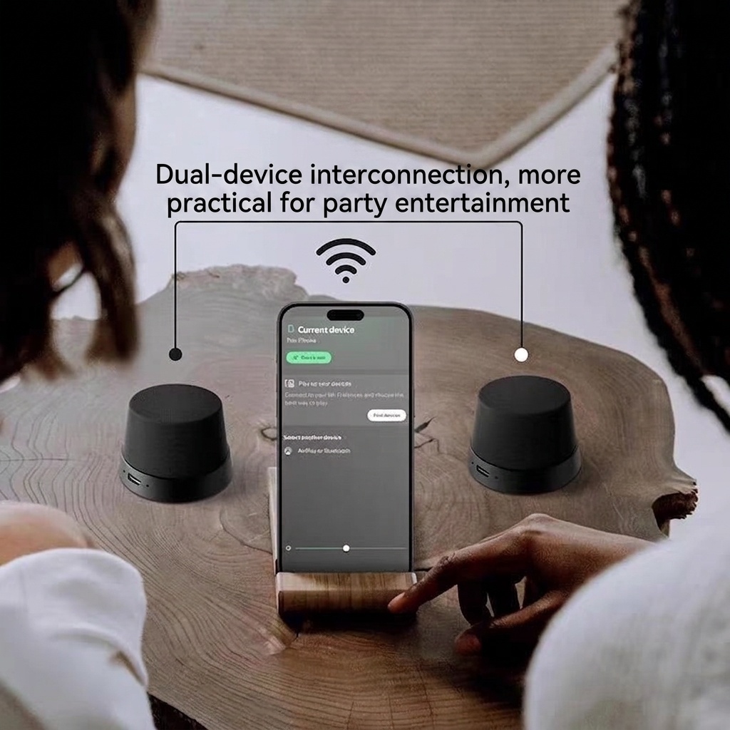 Altavoz inalámbrico magnético Bluetooth 5.3 con soporte para teléfono, controlador de 40 mm, sonido envolvente de 360°, emparejamiento estéreo TWS, altavoz portátil resistente al agua IPX6.