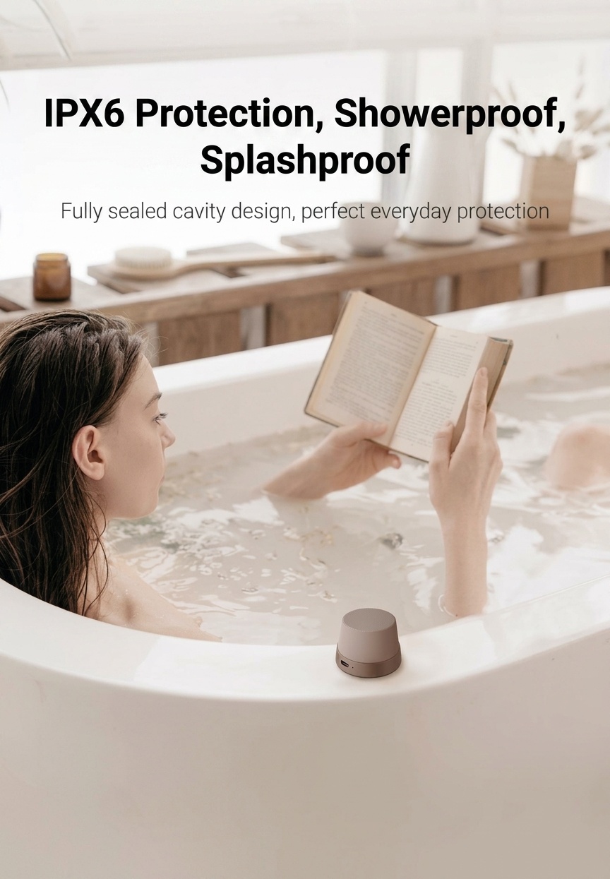 Altavoz inalámbrico magnético Bluetooth 5.3 con soporte para teléfono, controlador de 40 mm, sonido envolvente de 360°, emparejamiento estéreo TWS, altavoz portátil resistente al agua IPX6.
