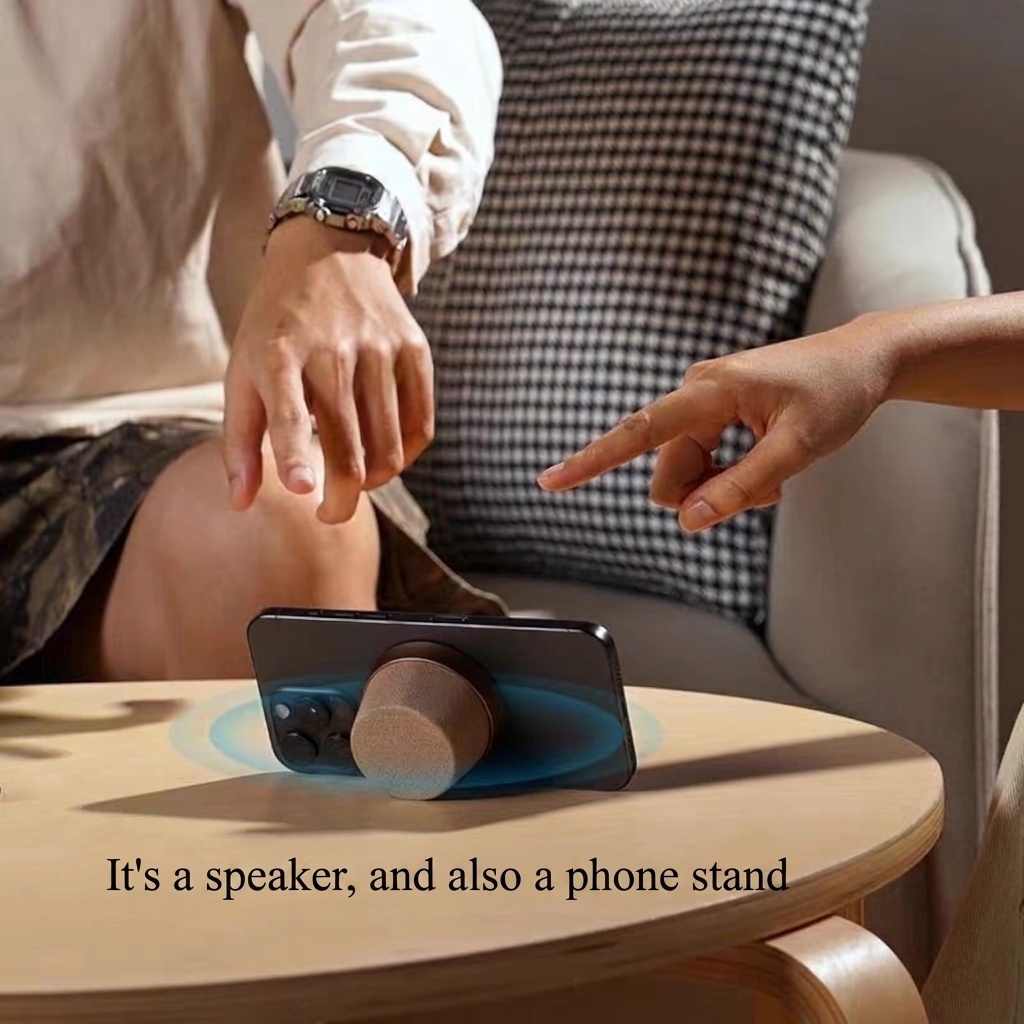 Altavoz inalámbrico magnético Bluetooth 5.3 con soporte para teléfono, controlador de 40 mm, sonido envolvente de 360°, emparejamiento estéreo TWS, altavoz portátil resistente al agua IPX6.