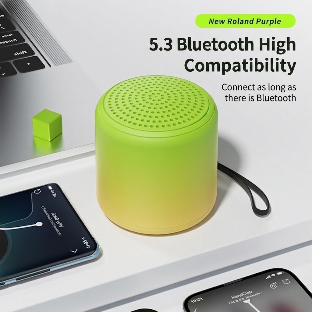 Mini Portable Bluetooth 5.3 Speaker with Deep Bass, 2-10 Hours Playtime, Lightweight Design & Carrying Strap for On-The-Go Audio
