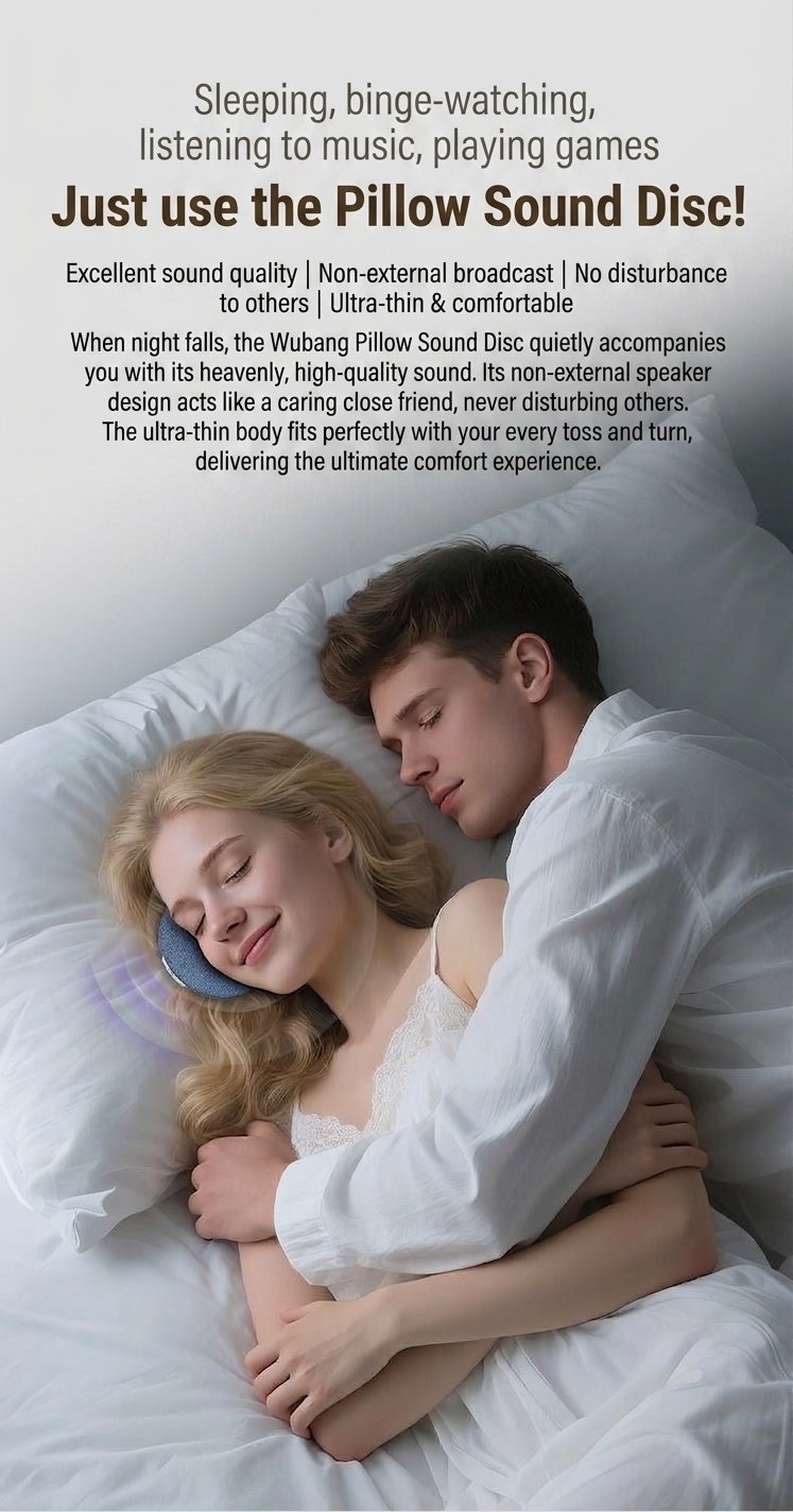Under Pillow Sleep Aid White Noise Machine, 40mm Driver Bluetooth 5.4 Speaker with 48H Battery Life & Skin-Friendly Fabric for Deep Sleep