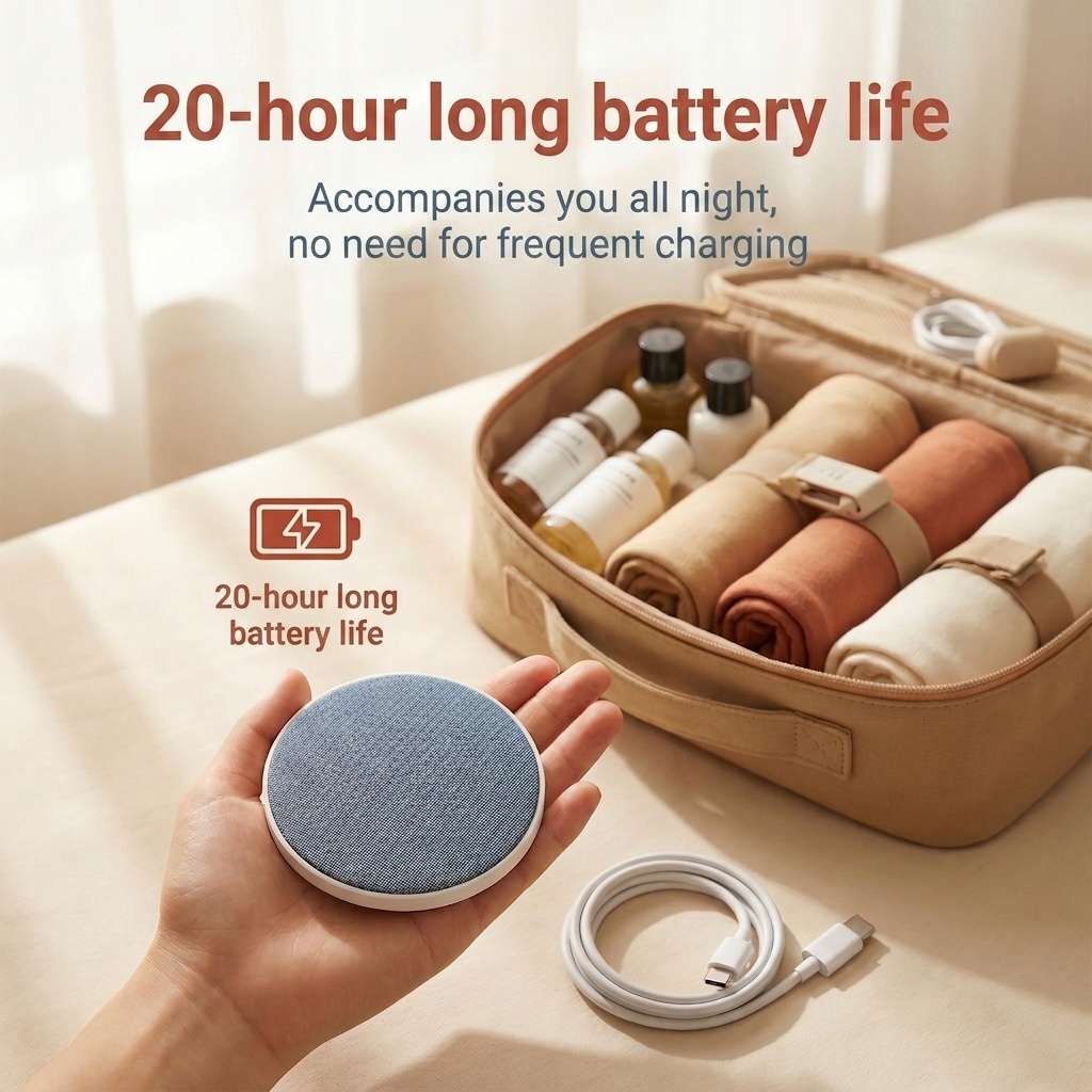 Under Pillow Sleep Aid White Noise Machine, 40mm Driver Bluetooth 5.4 Speaker with 48H Battery Life & Skin-Friendly Fabric for Deep Sleep