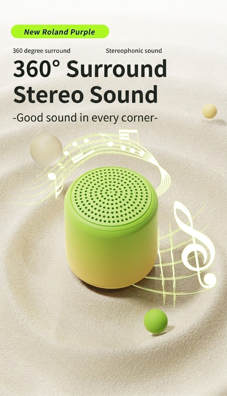 Portable Bluetooth 5.3 Speaker with 360° Stereo Sound & Deep Bass, 40mm Driver, 24-Hour Playback, Built-in Noise-Cancelling Mic for Clear Calls