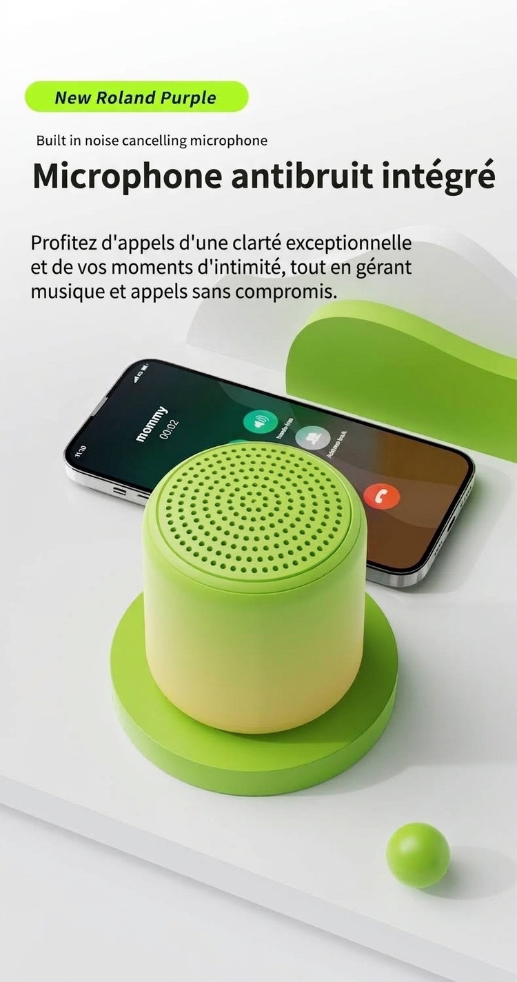Enceinte Bluetooth 5.3 portable avec son stéréo à 360° et basses profondes, haut-parleur de 40 mm, 24 heures d'autonomie, microphone intégré à réduction de bruit pour des appels clairs.