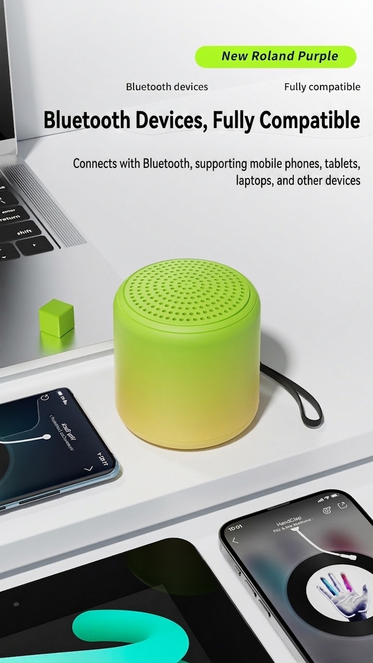 Portable Bluetooth 5.3 Speaker with 360° Stereo Sound & Deep Bass, 40mm Driver, 24-Hour Playback, Built-in Noise-Cancelling Mic for Clear Calls