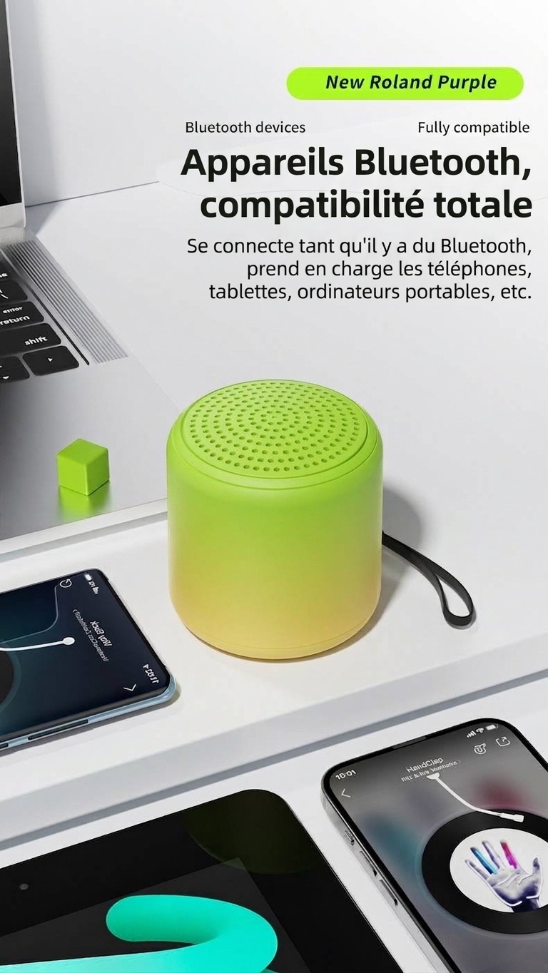 Enceinte Bluetooth 5.3 portable avec son stéréo à 360° et basses profondes, haut-parleur de 40 mm, 24 heures d'autonomie, microphone intégré à réduction de bruit pour des appels clairs.