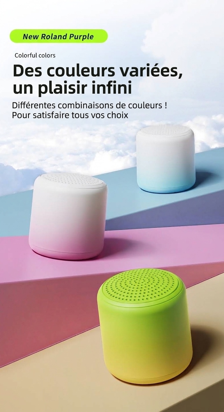Enceinte Bluetooth 5.3 portable avec son stéréo à 360° et basses profondes, haut-parleur de 40 mm, 24 heures d'autonomie, microphone intégré à réduction de bruit pour des appels clairs.