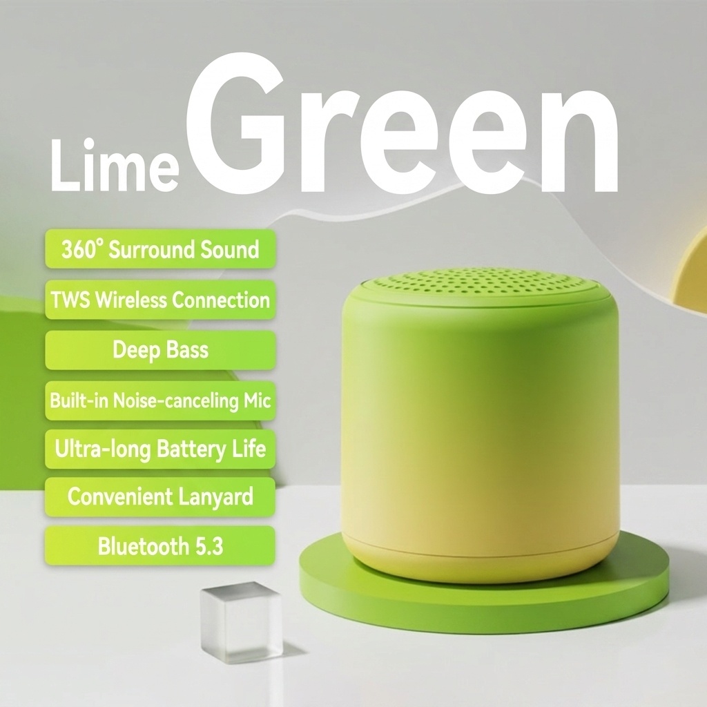 Portable Bluetooth 5.3 Speaker with 360° Stereo Sound & Deep Bass, 40mm Driver, 24-Hour Playback, Built-in Noise-Cancelling Mic for Clear Calls