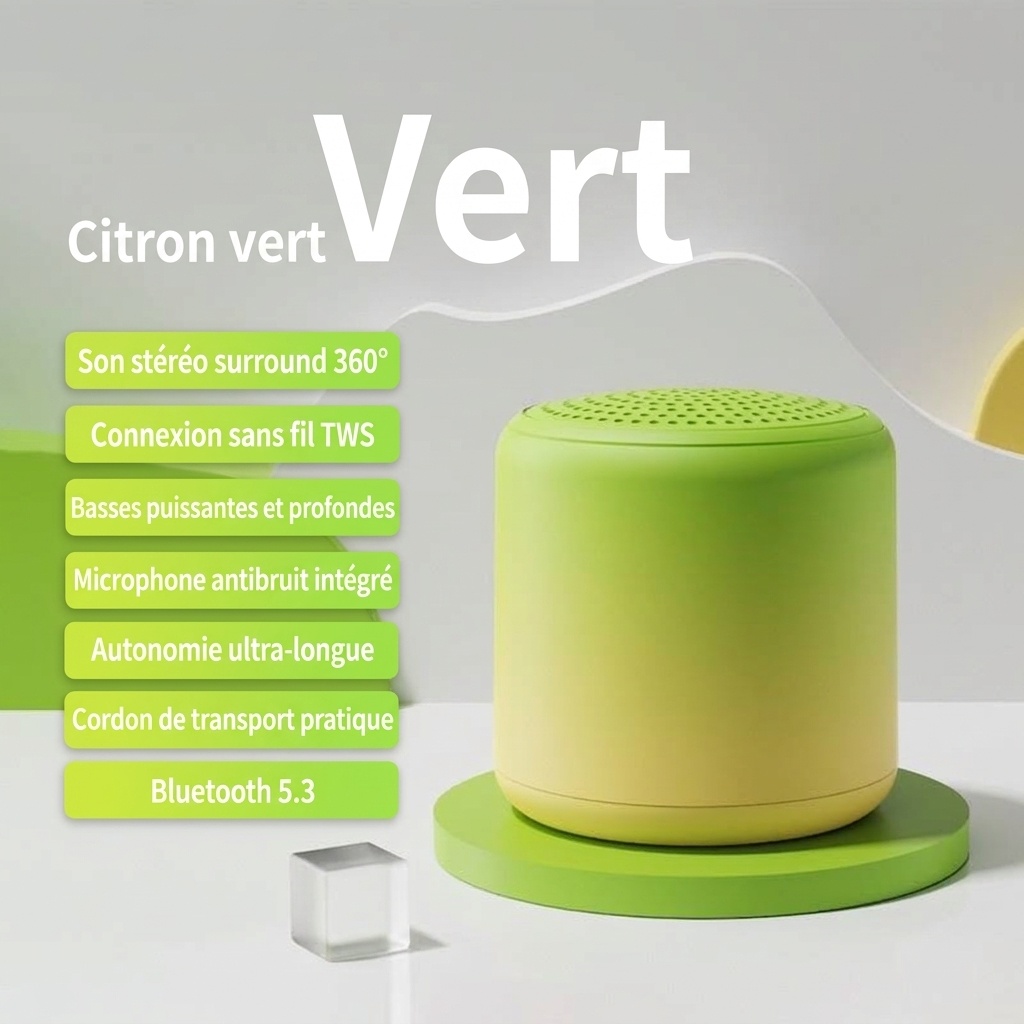 Enceinte Bluetooth 5.3 portable avec son stéréo à 360° et basses profondes, haut-parleur de 40 mm, 24 heures d'autonomie, microphone intégré à réduction de bruit pour des appels clairs.