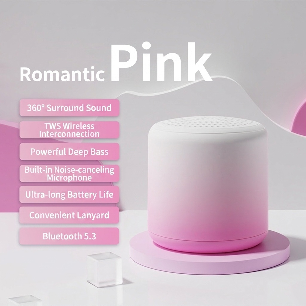 Portable Bluetooth 5.3 Speaker with 360° Stereo Sound & Deep Bass, 40mm Driver, 24-Hour Playback, Built-in Noise-Cancelling Mic for Clear Calls