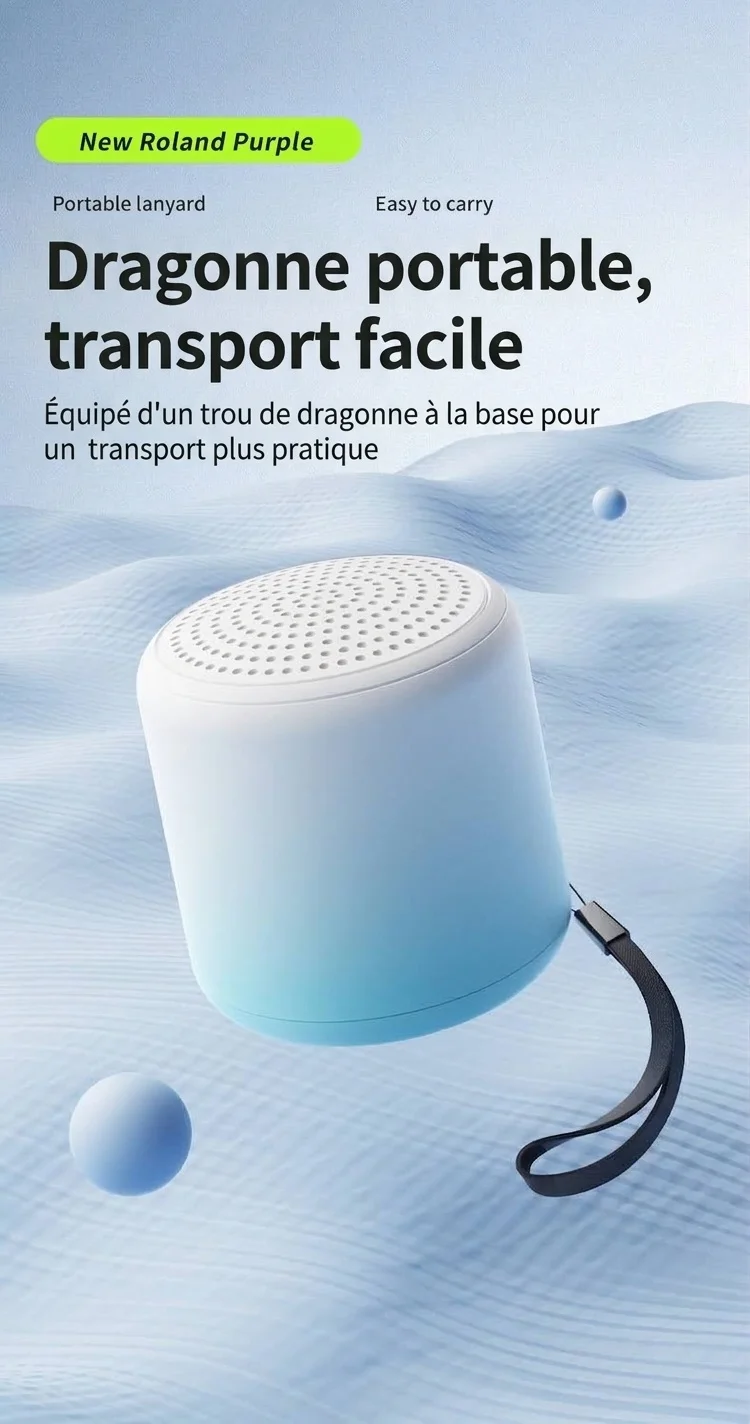 Enceinte Bluetooth 5.3 portable avec son stéréo à 360° et basses profondes, haut-parleur de 40 mm, 24 heures d'autonomie, microphone intégré à réduction de bruit pour des appels clairs.