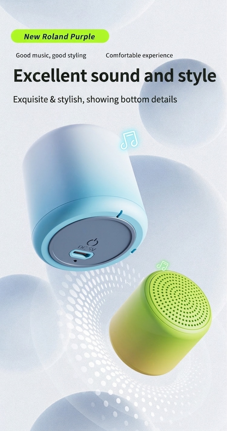 Portable Bluetooth 5.3 Speaker with 360° Stereo Sound & Deep Bass, 40mm Driver, 24-Hour Playback, Built-in Noise-Cancelling Mic for Clear Calls