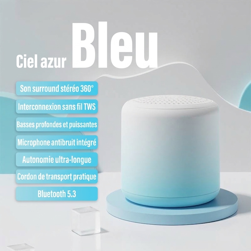 Enceinte Bluetooth 5.3 portable avec son stéréo à 360° et basses profondes, haut-parleur de 40 mm, 24 heures d'autonomie, microphone intégré à réduction de bruit pour des appels clairs.
