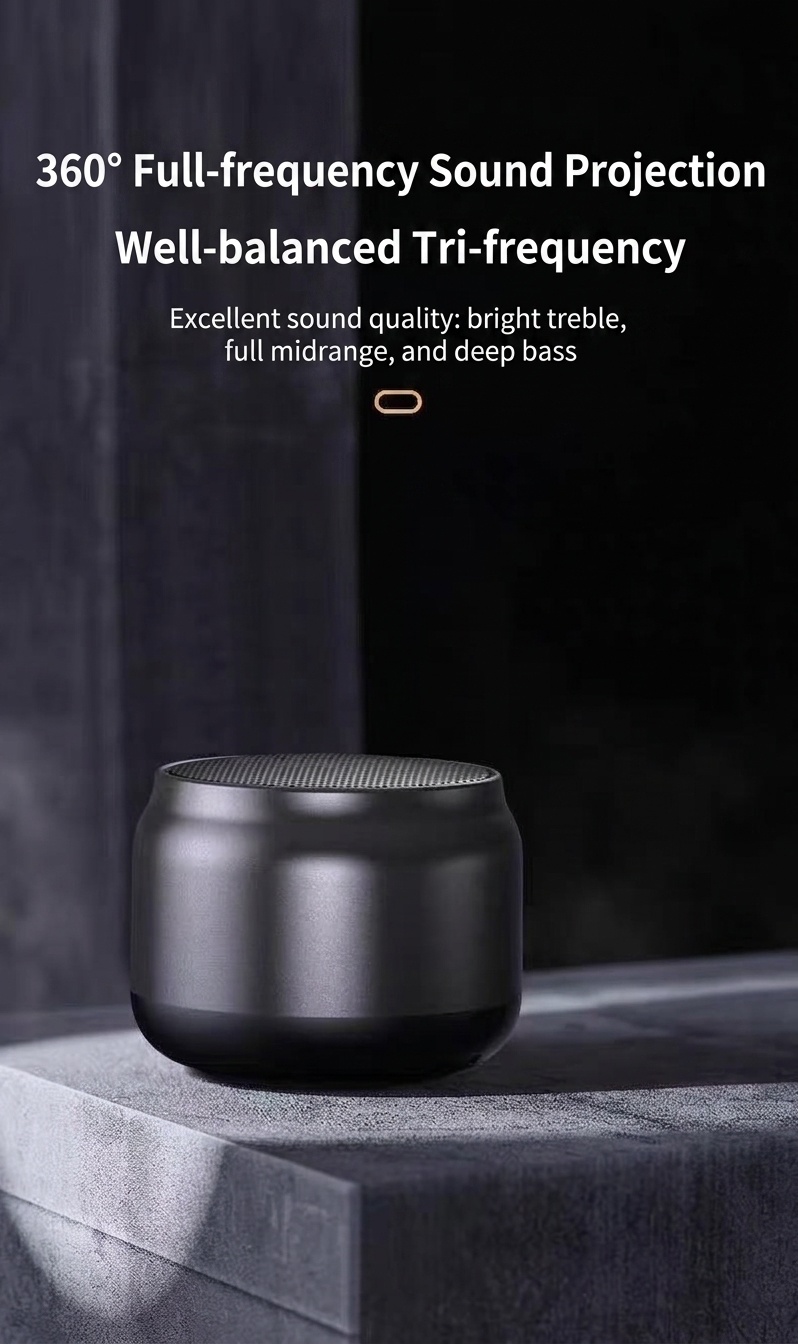 Portable Wireless Bluetooth 5.3 Speaker, Powerful Deep Bass & Immersive 360° Sound, 8-Hour Battery Life, Hands-Free Calling Compact Speaker