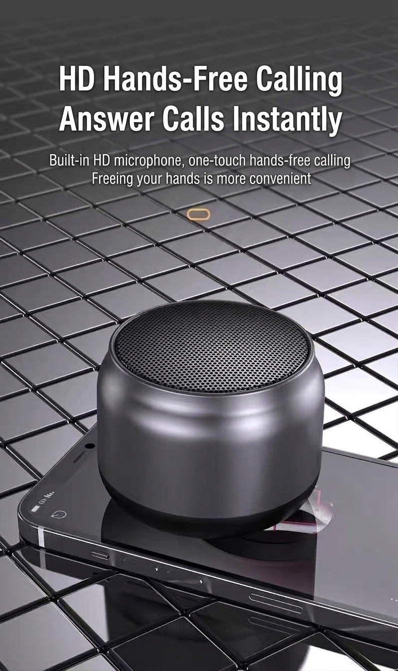 Portable Wireless Bluetooth 5.3 Speaker, Powerful Deep Bass & Immersive 360° Sound, 8-Hour Battery Life, Hands-Free Calling Compact Speaker