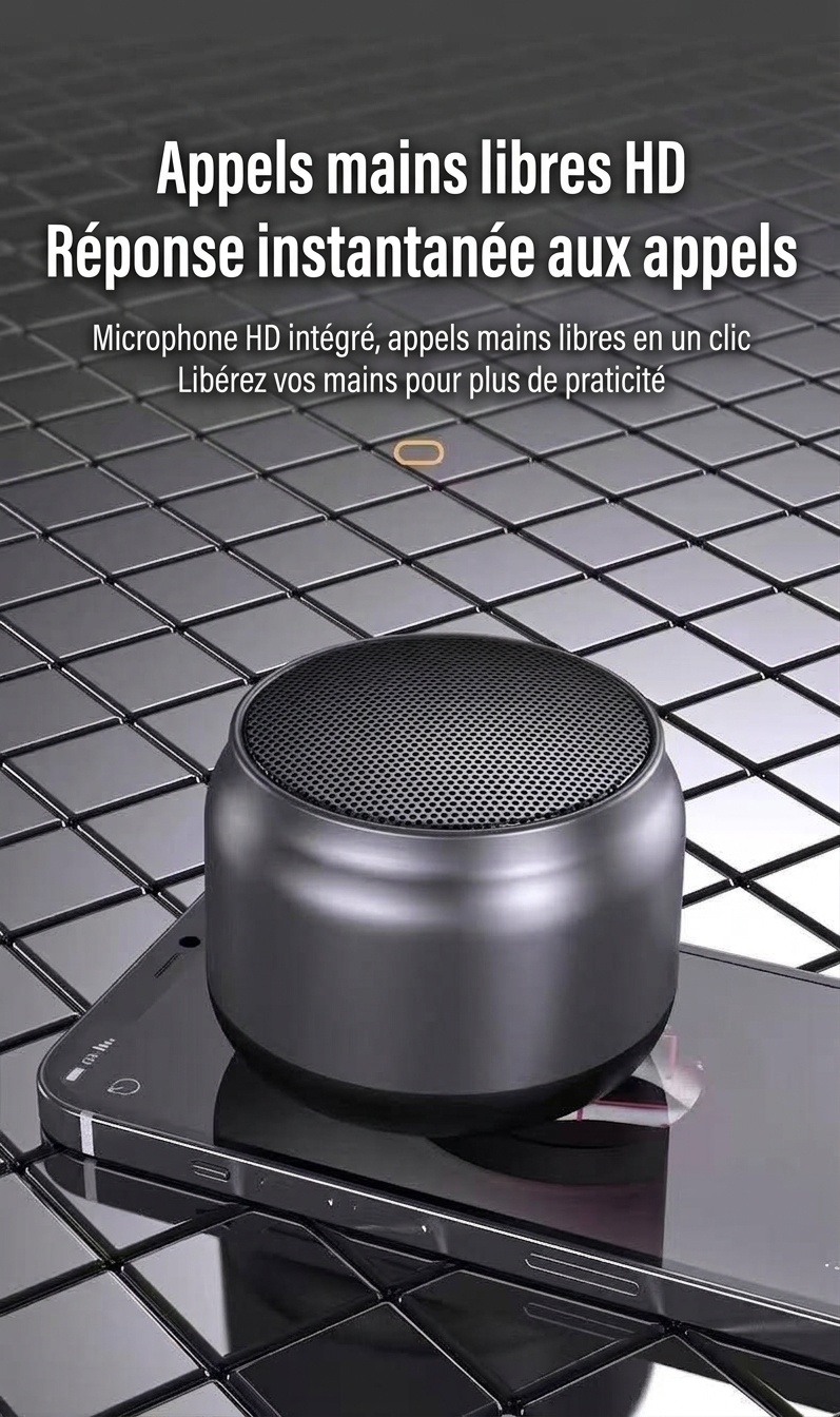 Enceinte portable sans fil Bluetooth 5.3, basses profondes et puissantes, son immersif à 360°, autonomie de 8 heures, appels mains libres, enceinte compacte