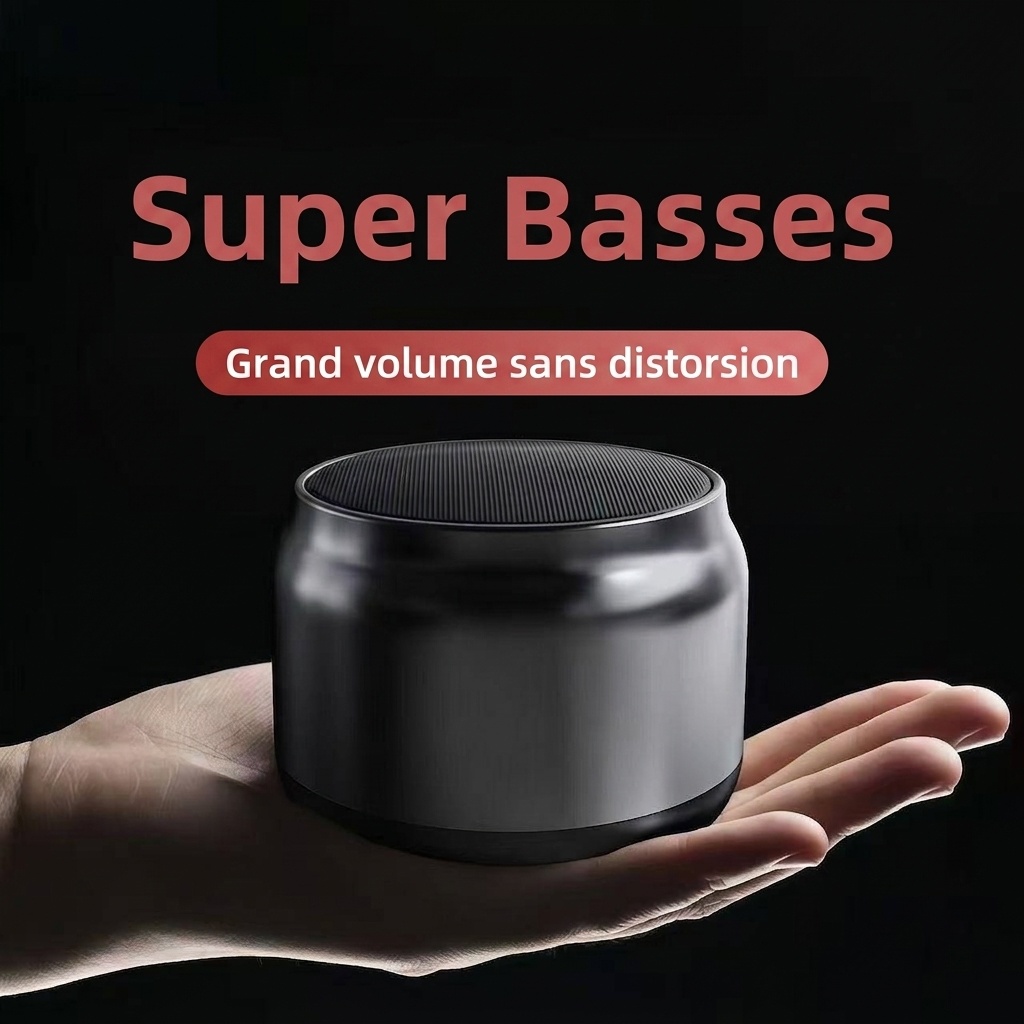 Enceinte portable sans fil Bluetooth 5.3, basses profondes et puissantes, son immersif à 360°, autonomie de 8 heures, appels mains libres, enceinte compacte