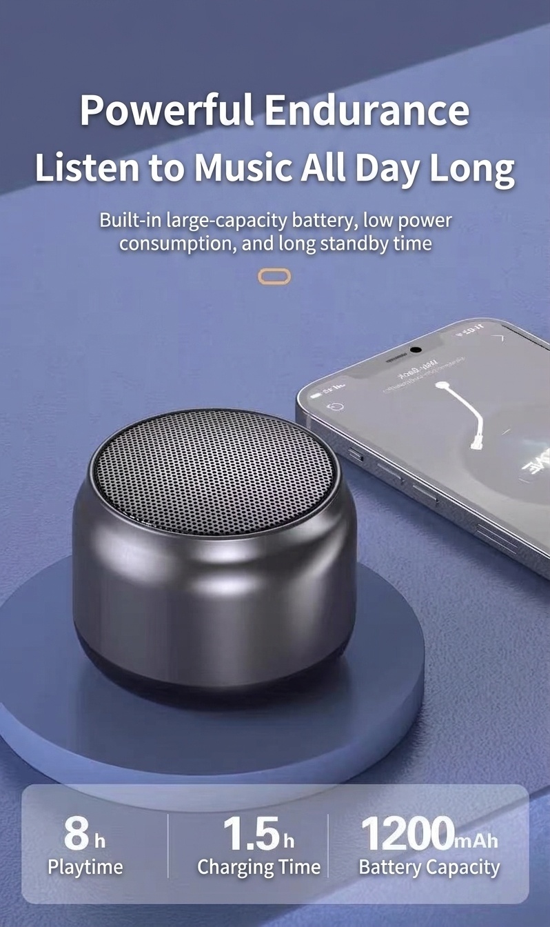 Portable Wireless Bluetooth 5.3 Speaker, Powerful Deep Bass & Immersive 360° Sound, 8-Hour Battery Life, Hands-Free Calling Compact Speaker