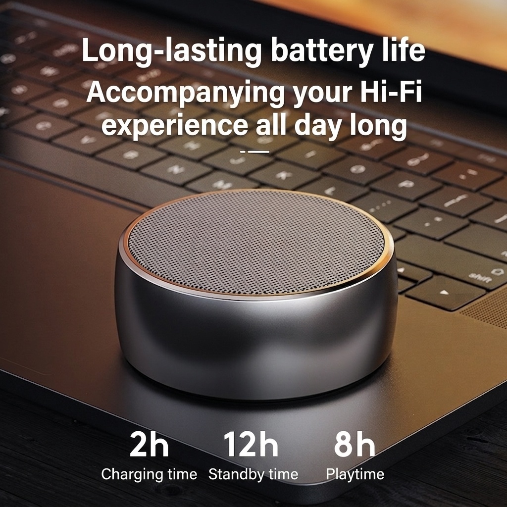 Mini altavoz Bluetooth portátil con graves profundos, 10 horas de reproducción, ranura para tarjeta TF y entrada AUX, audio inalámbrico compacto y duradero para llevar a todas partes.