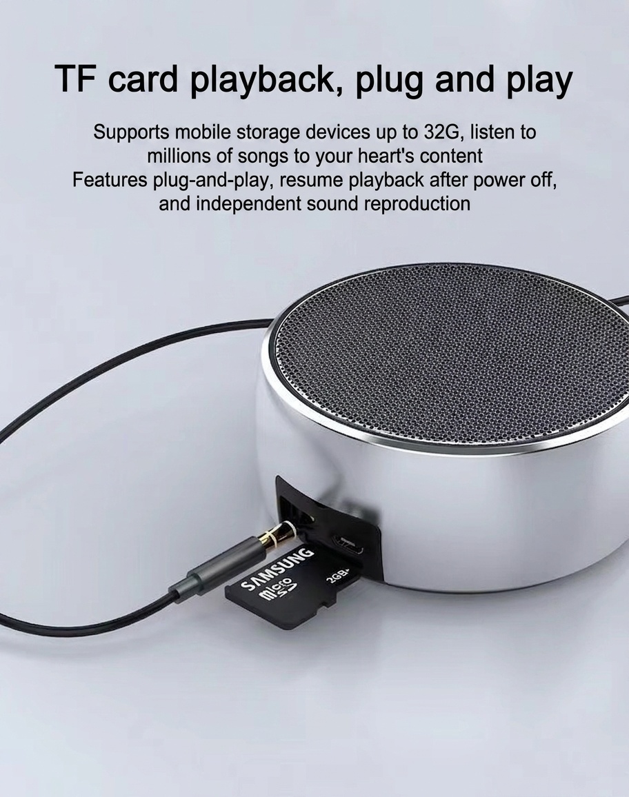 Mini altavoz Bluetooth portátil con graves profundos, 10 horas de reproducción, ranura para tarjeta TF y entrada AUX, audio inalámbrico compacto y duradero para llevar a todas partes.