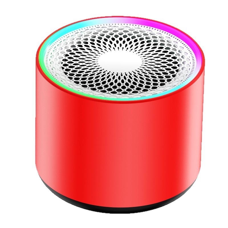 Mini altavoz Bluetooth inalámbrico con iluminación RGB dinámica, emparejamiento True Wireless Stereo (TWS), llamadas manos libres y diseño compacto y portátil.