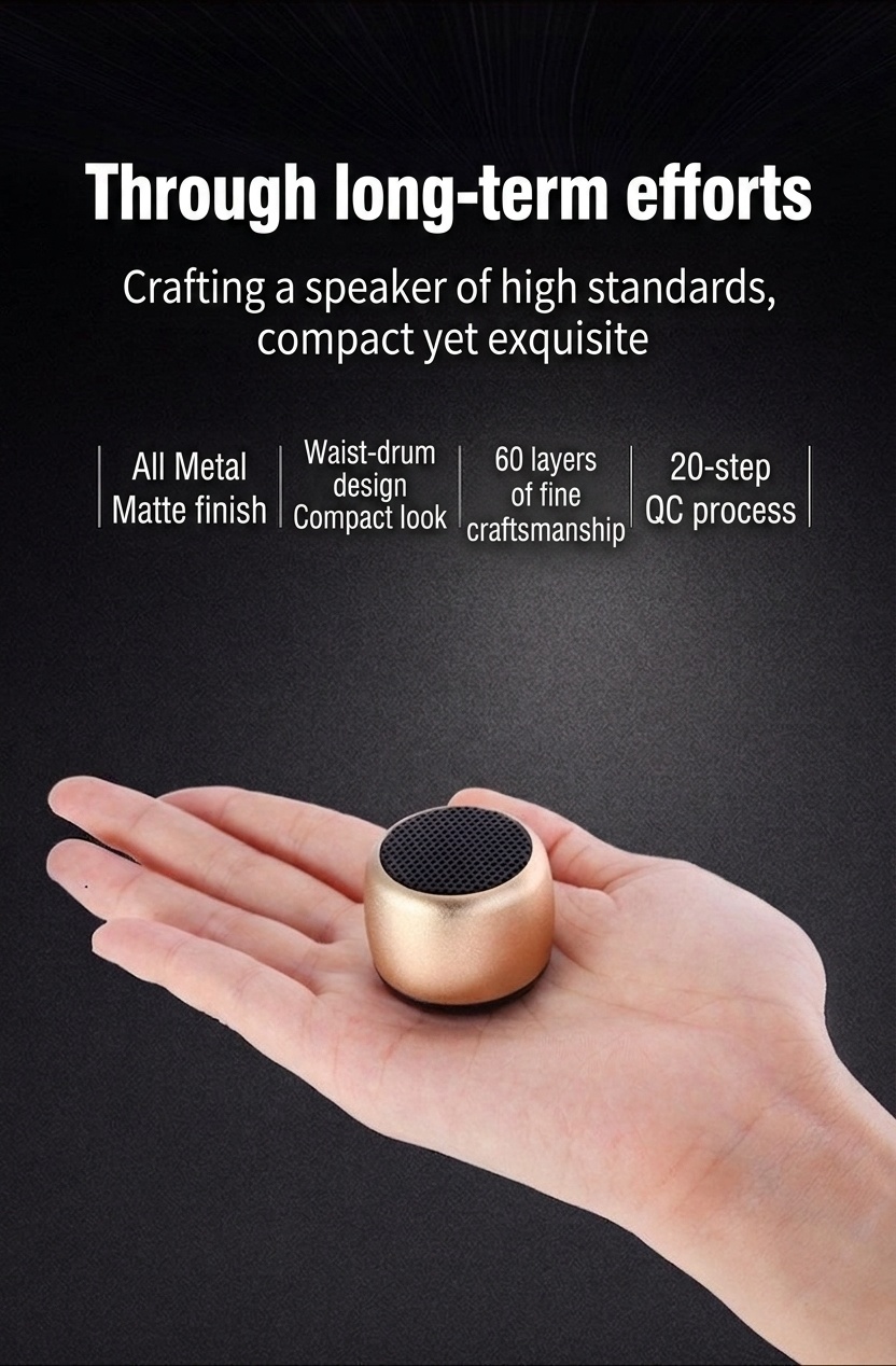 Altavoz Bluetooth V5.0 mini portátil ultracompacto, sonido nítido de 2 W, batería de 280 mAh para mayor tiempo de reproducción, audio inalámbrico duradero.