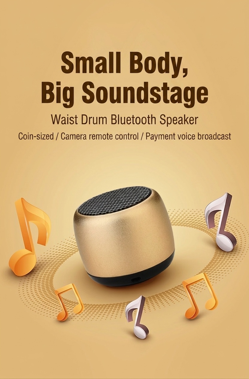 Altavoz Bluetooth V5.0 mini portátil ultracompacto, sonido nítido de 2 W, batería de 280 mAh para mayor tiempo de reproducción, audio inalámbrico duradero.