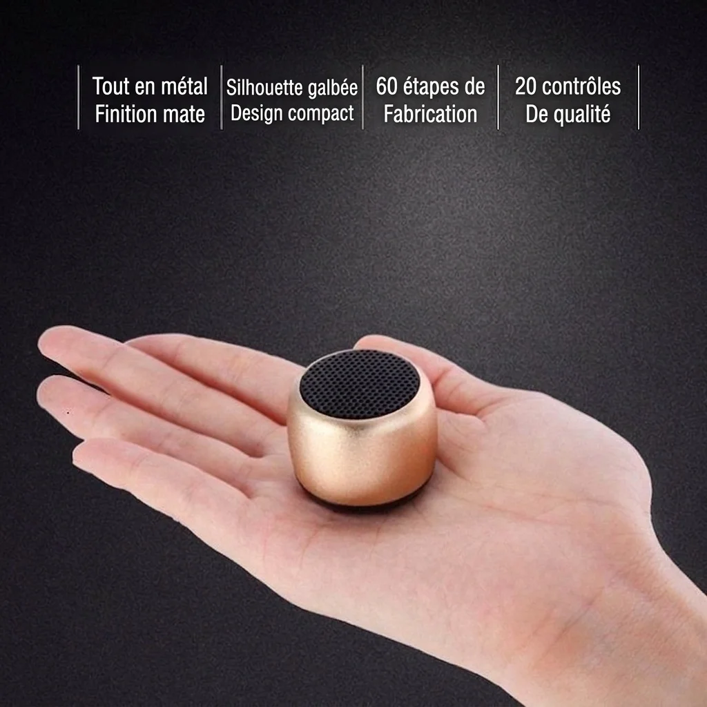Enceinte Bluetooth portable ultra-compacte V5.0, son clair de 2 W, batterie de 280 mAh pour une autonomie prolongée, audio sans fil durable
